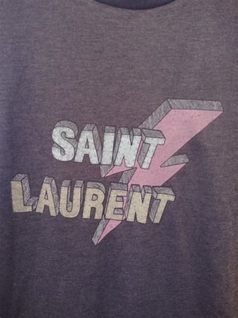 Saint Laurent Paris Grey Lightning Bolt Logo T.